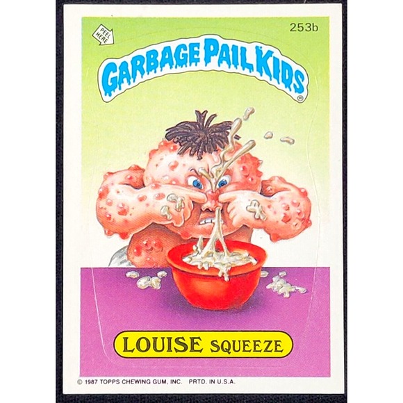 1987 TOPPS GARBAGE PAIL KIDS LOUISE SQUEEZE S7 253B ERROR...
